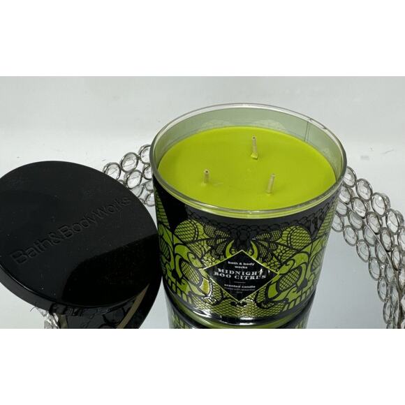 Bath & Body Works Midnight Boo Citrus 3 Wick Candle 14.5 Oz~imperfect~see pics - Picture 2 of 4